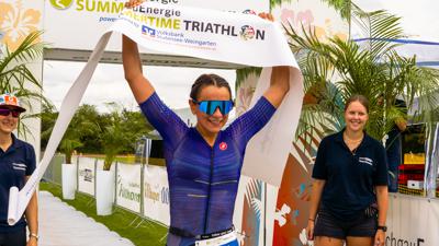 Antonia Milowsky aus Karlsdorf-Neuthard überzeugte schon beim Summertime Triathlon in ihrer Heimat.