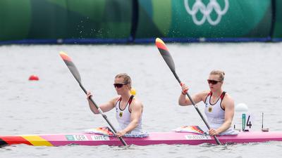  OLYMPICS - Summer Olympic Games, Olympische Spiele, Olympia, OS 2020 TOKYO,JAPAN,02.AUG.21 - OLYMPICS, CANOE - Summer Olympic Games 2020, Canoe Sprint, K2, 500m, women. Image shows Caroline Arft and Sarah Bruessler GER. PUBLICATIONxNOTxINxAUTxSUIxSWE GEPAxpictures/xChristianxWalgram