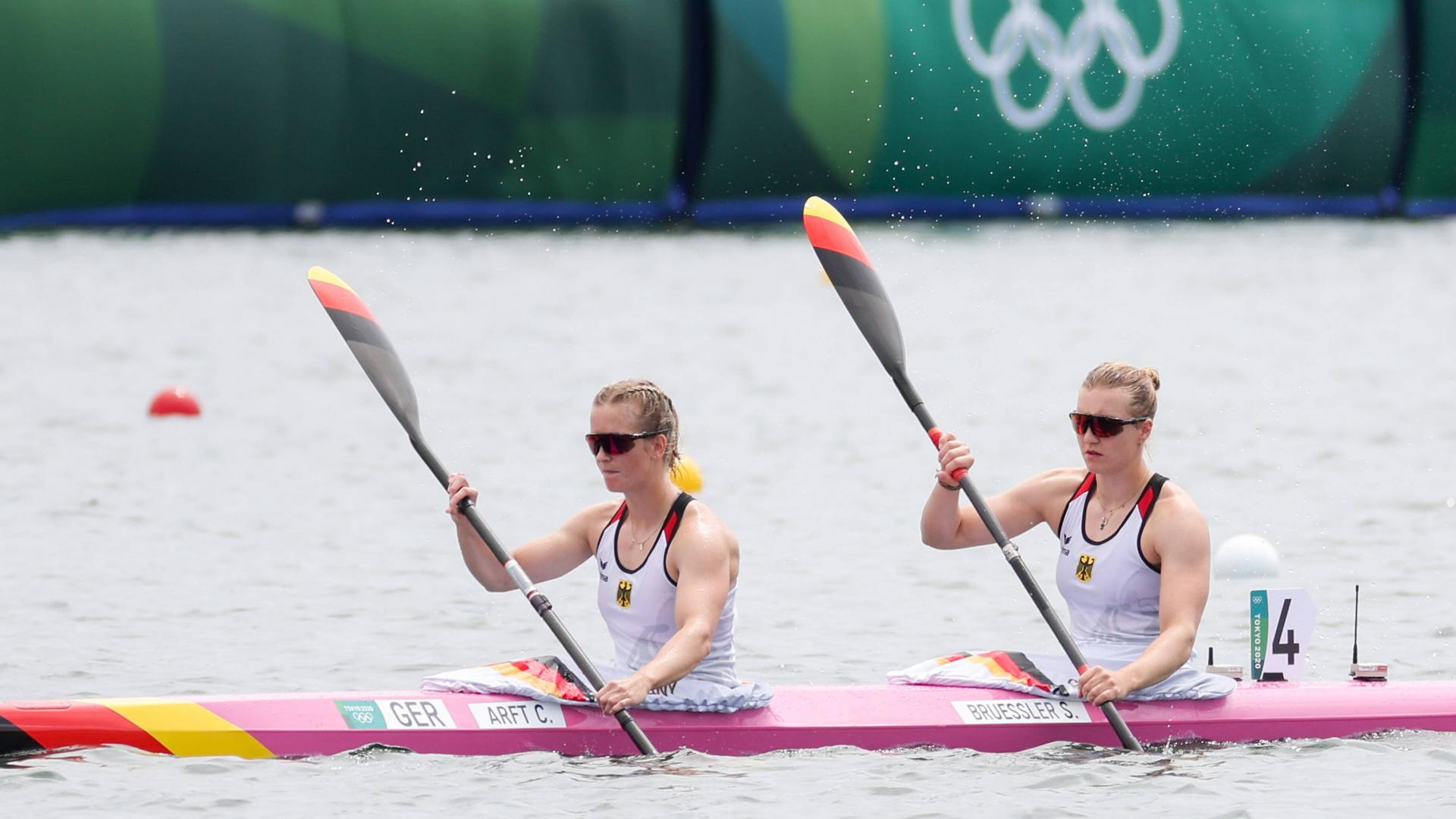 Sarah Brüßler von den Rheinbrüdern Karlsruhe und Zweier-Partnerin Caroline Ardt bei den Olympischen Spielen in Tokio.
