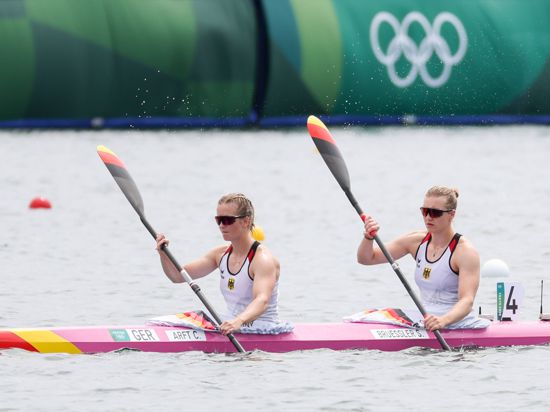  OLYMPICS - Summer Olympic Games, Olympische Spiele, Olympia, OS 2020 TOKYO,JAPAN,02.AUG.21 - OLYMPICS, CANOE - Summer Olympic Games 2020, Canoe Sprint, K2, 500m, women. Image shows Caroline Arft and Sarah Bruessler GER. PUBLICATIONxNOTxINxAUTxSUIxSWE GEPAxpictures/xChristianxWalgram