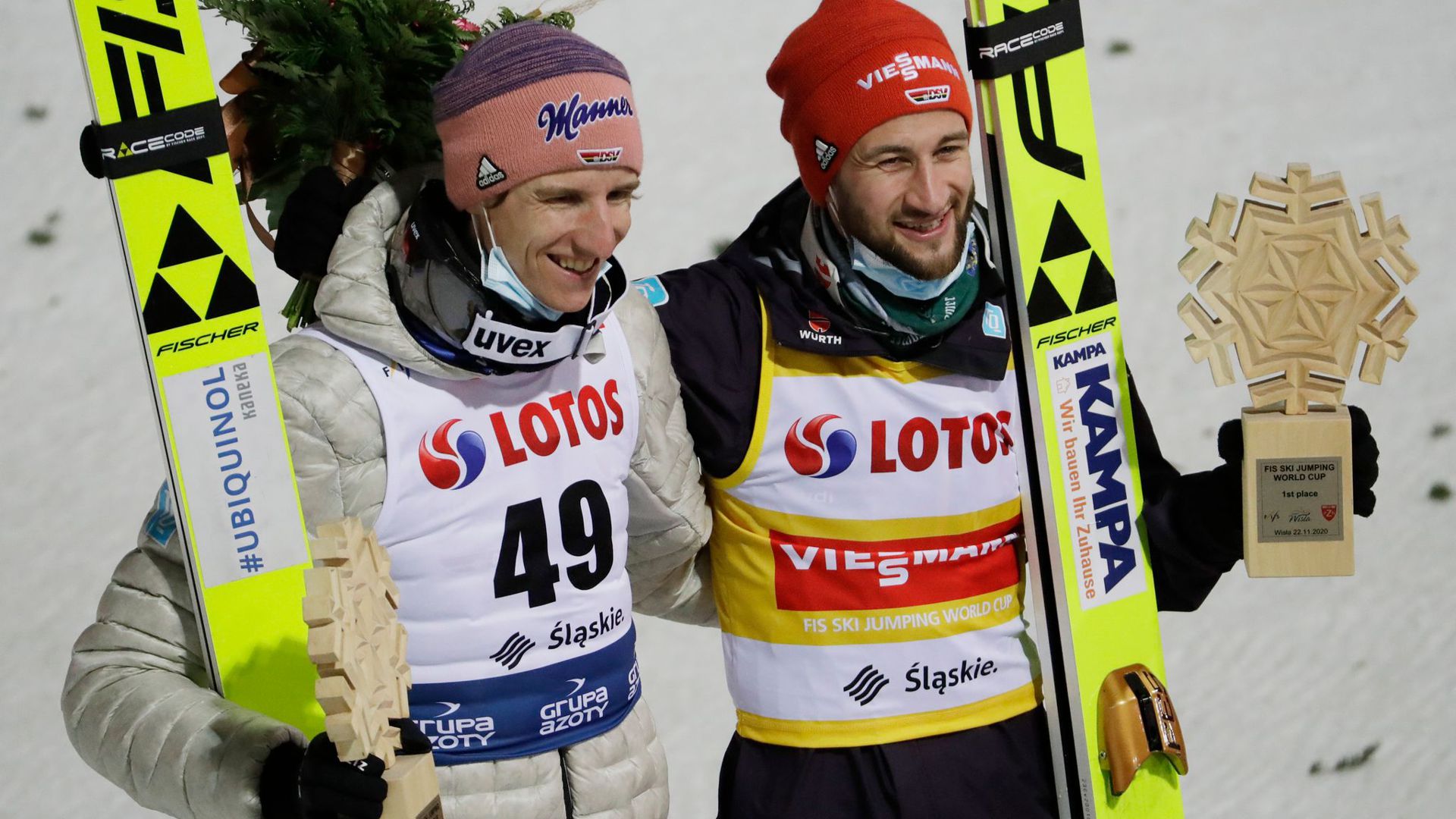 Sprangen in Wisla auf die Plätze eins und zwei: Marcus Eisenbichler (r) und Karl Geiger.