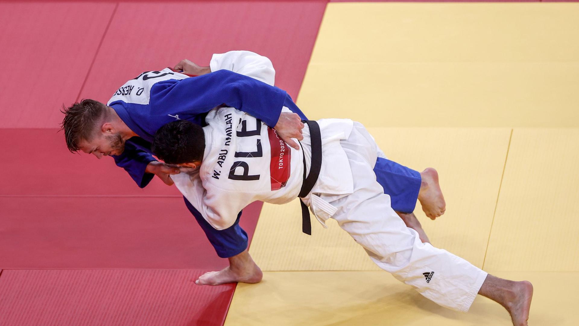 Judoka Dominic Ressel (blau) erreichte bei seinen ersten Olympischen Spielen in der Gewichtsklasse bis 81 Kilogramm Platz fünf.