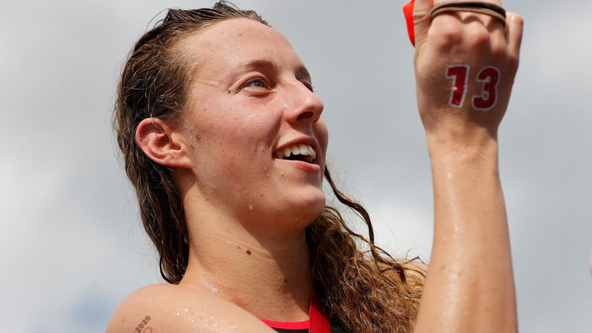 Freiwasserschwimmerin Leonie Beck ist mit ihrem fünften Platz zufrieden.
