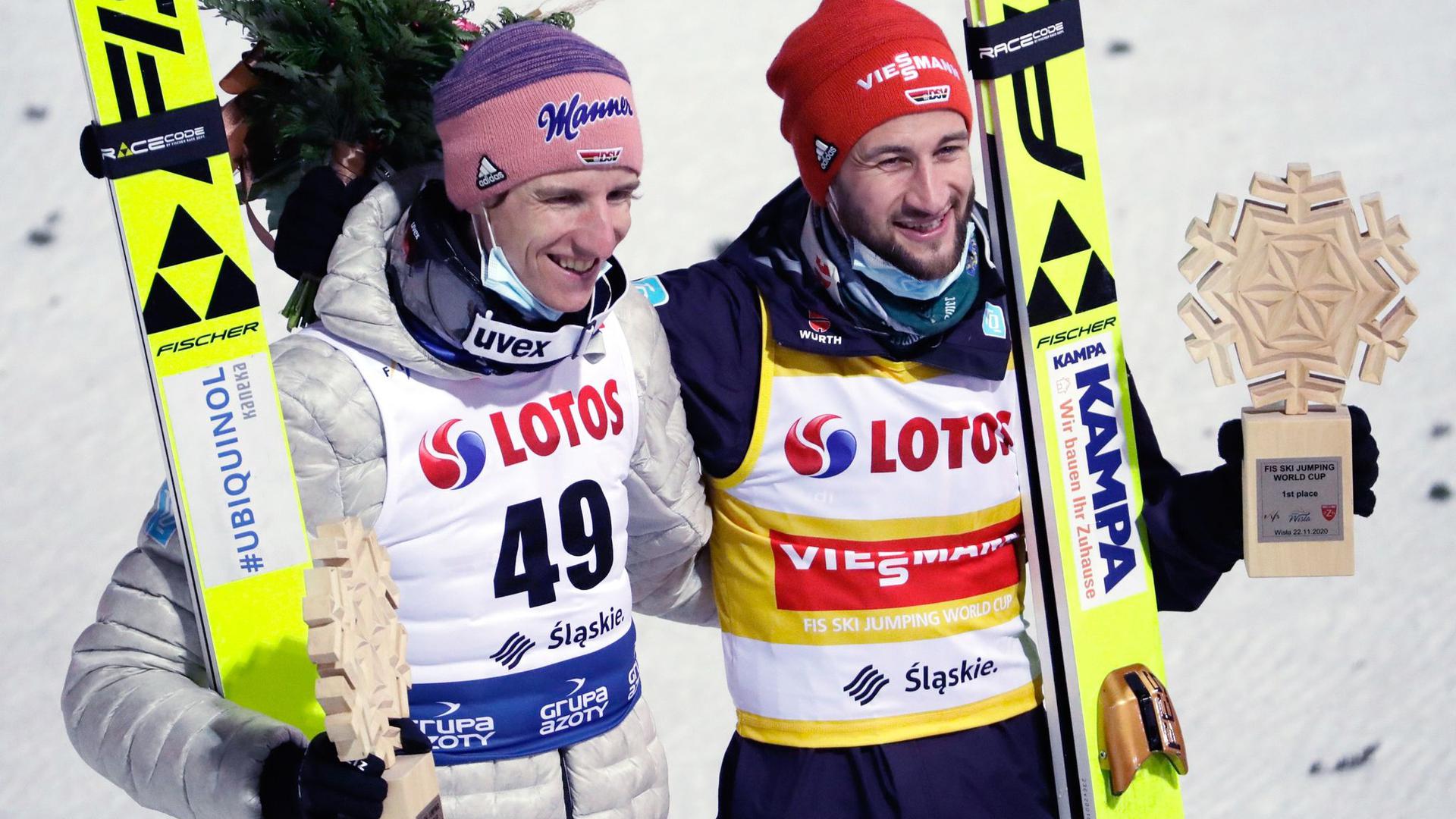 „Spezl“: Die Skispringer Marcus Eisenbichler (r) und Karl Geiger.