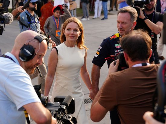 Red-Bull-Teamchef Christian Horner und seine Ehefrau Geri Halliwell beim Großen Preis von Bahrain.